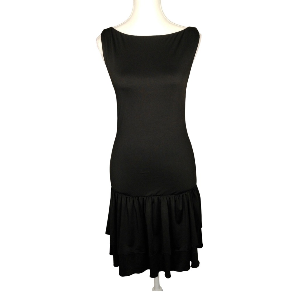NWT‎ Justify Black Sleeveless Scoop Neck Ruffle Hem Dress Women's Size M